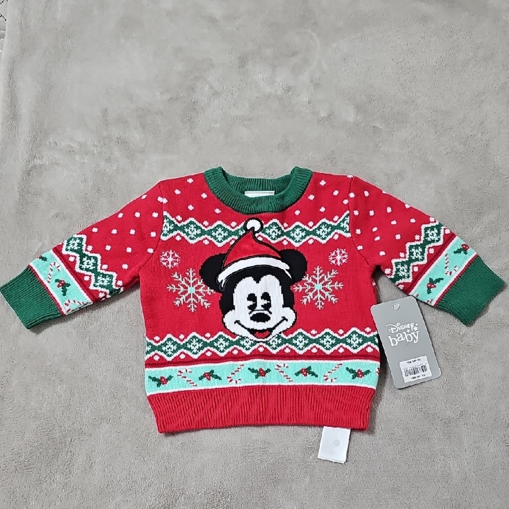 Disney Festive Red and Green Mickey Sweater